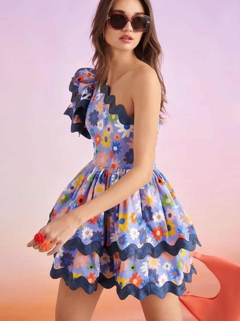 NWT Celia B Size Small Floral Ruffle Tiered Dress in Purple with Flowers - Picture 7 of 7